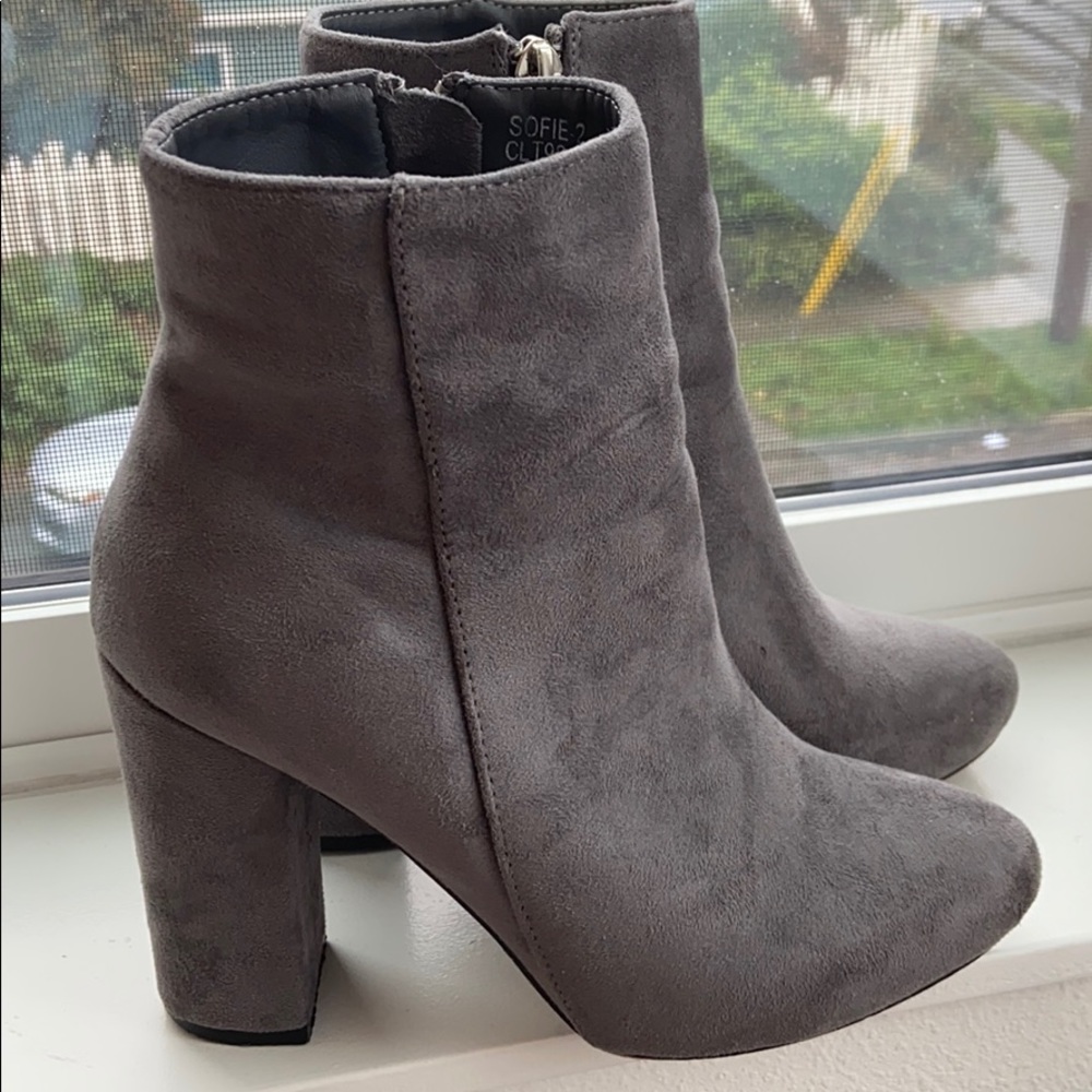 Gray Faux Suede Booties - PrettyLittleThing